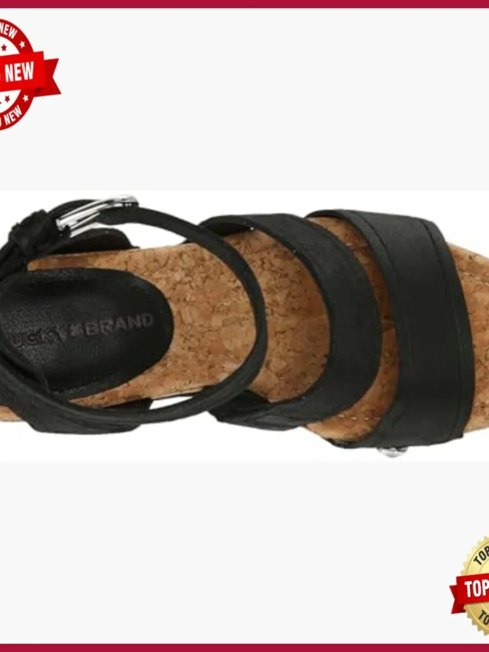 Studded Cork Wedge Sandals, Leather Upper, Ankle Strap, Casual Wear